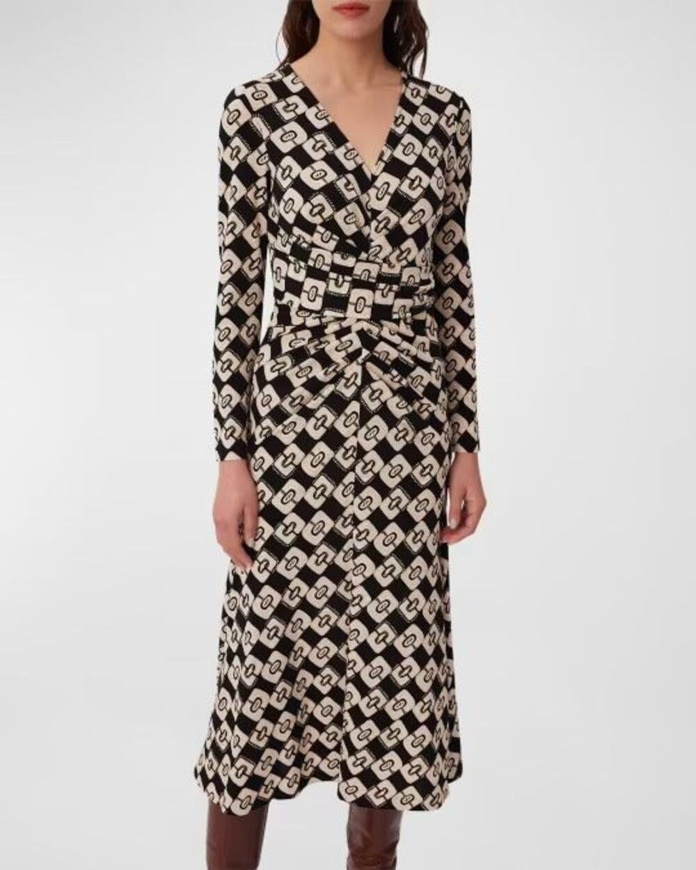 Diane Von Furstenberg Timmy ruched jersey midi dress women's size 4